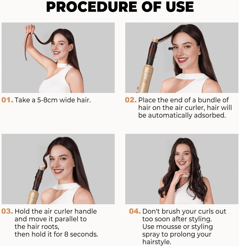 OKWRAP 5 in ONE Blow Dryer Brush, Curling Wand Hair Styling Tools Set, Ionic Hot Air Hair Dryer, Massage Oval Hair Dryer, Left&Right Hair Curlers 100-120V - Image 3